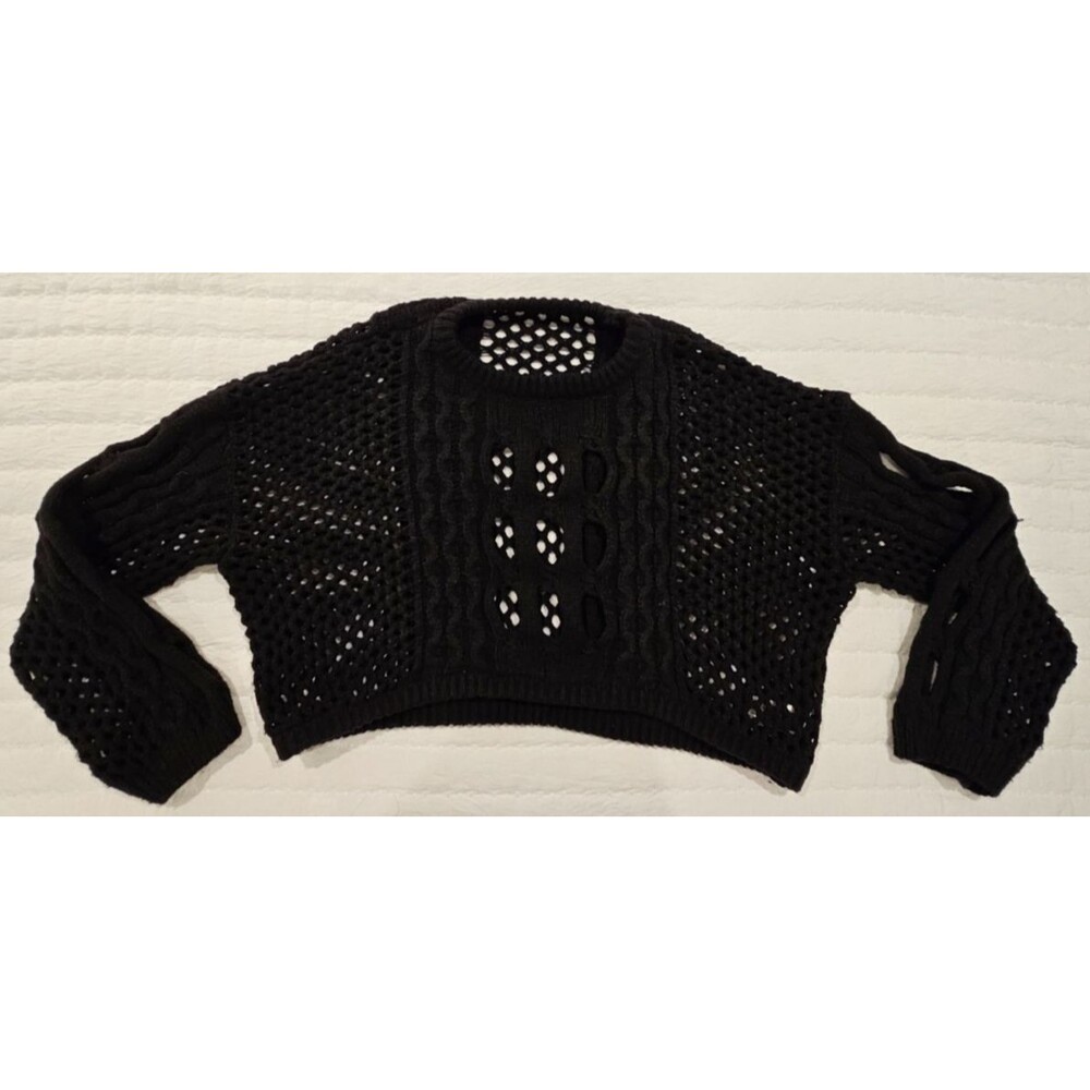 Cider "Your Closet's Happy Hour" Black Knit Crop Top Women's Sweater SZ 2XL
